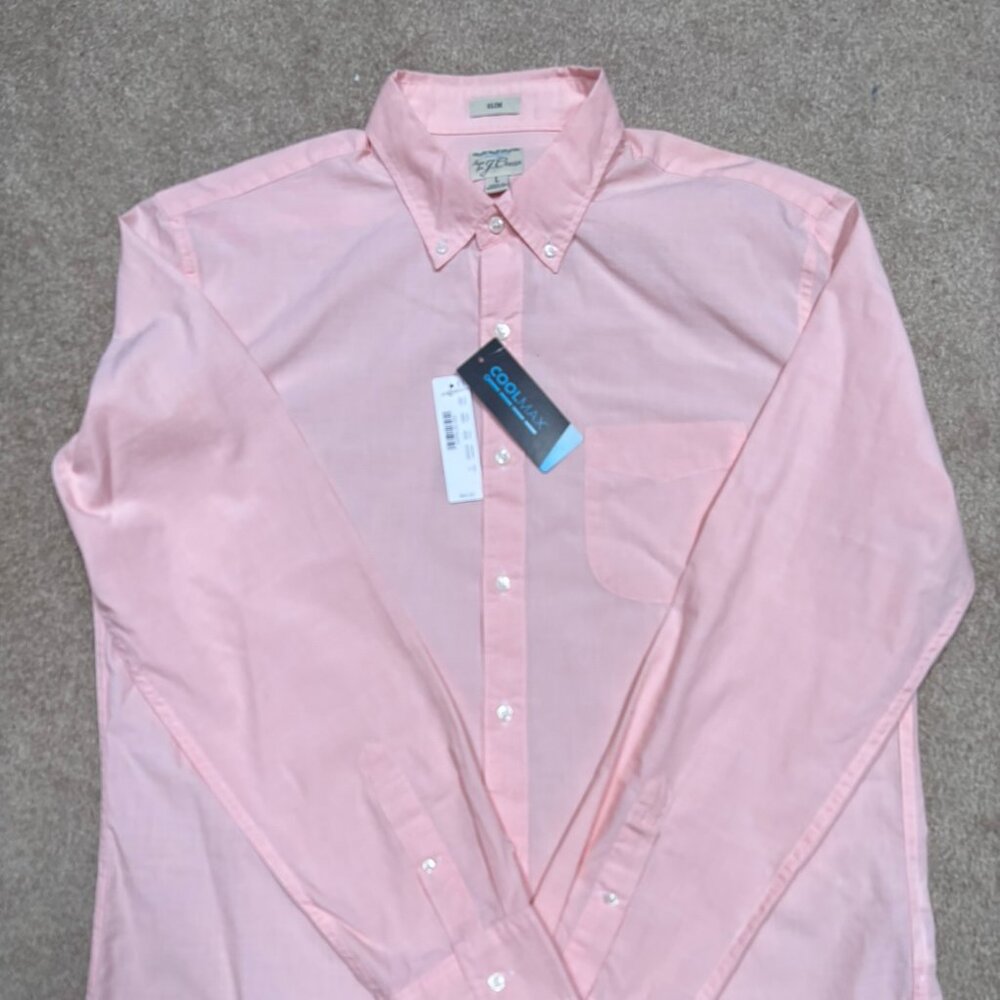 Peach Pinkish Color Light Weight Button Down Long Sleeve Shirt